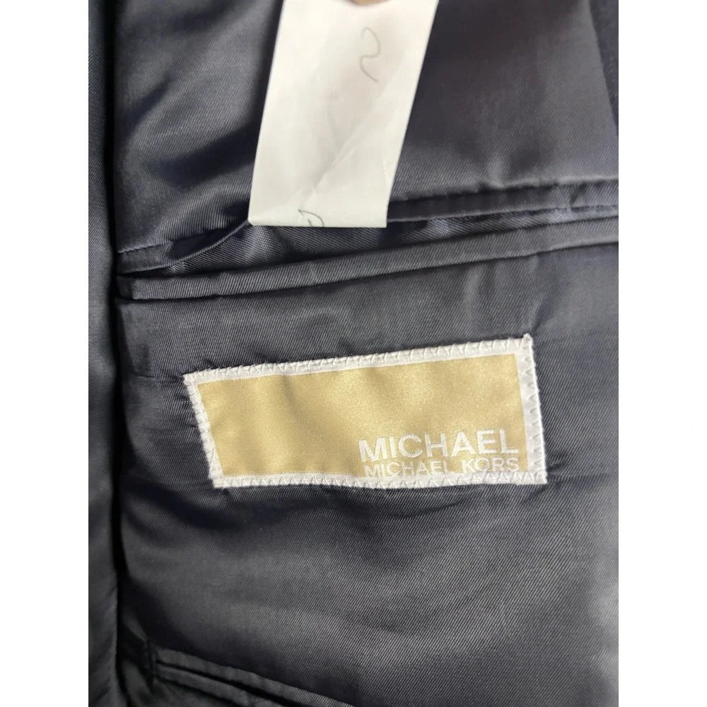 Michael‎ Kors Men's 42L Wool Two Silver Button Navy Blazer Sport Coat Jacket